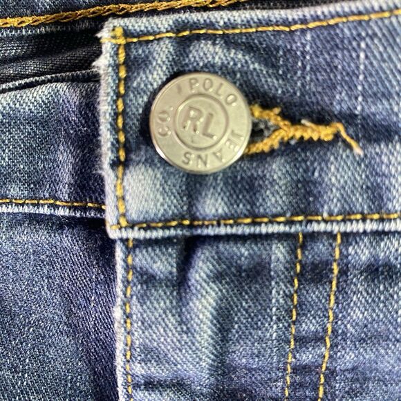Vintage Polo Jeans Co RALPH LAUREN Flare Stitched Ranch Flag Denim Women 12 Blue - Picture 5 of 12